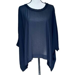 DKNY PURE BLACK ROUND NECK BOXY OVERSIZED SHORT SLEEVE SHIRT -